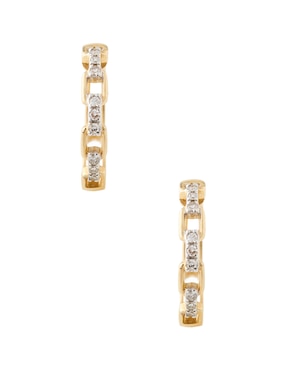 Aretes huggies Jayda de oro 14 K con acabado pulido diamante
