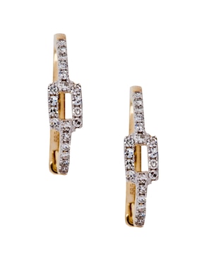 Aretes de aro redondos Jayda de oro 14 K con acabado pavé diamante