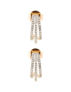Arete corto de media luna Jayda de oro 14 K con acabado pavé diamante