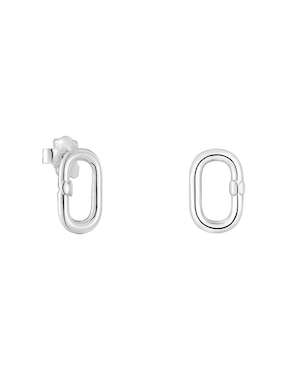 Aretes De Aro Ovalada Tous Hold Oval De Plata Brillante P 925