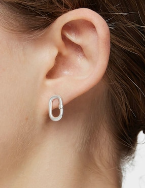 Aretes de aro ovalados Tous Hold Oval de plata P 925 con acabado brillante