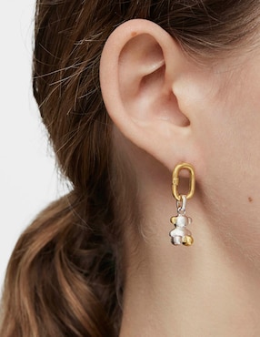 Aretes de aro ovalados Tous Hold Oval de plata P 925 con acabado baño de oro