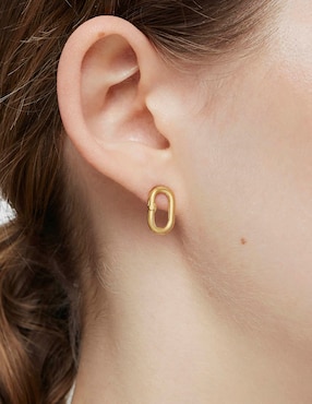 Aretes de aro ovalados Tous Hold Oval de plata P 925 con acabado baño de oro