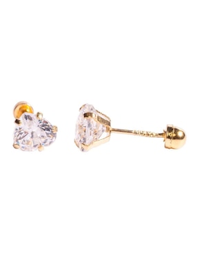 Broqueles de corazón Mancini de oro con acabado brillante zirconia