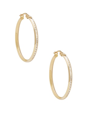 Arracadas D Cadena de oro con acabado brillante zirconia