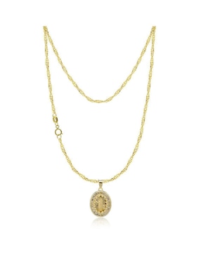 Collar con dije ovalado Abba Joyas de oro 10 K