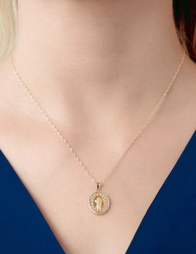 Collar con dije ovalado Abba Joyas de oro 10 K