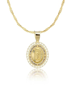 Collar con dije ovalado Abba Joyas de oro 10 K