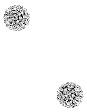 Broqueles redondos Silvex Spa de plata P 925 con acabado pavé