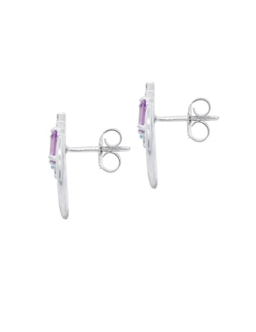 Aretes de aro circulares Valessa de oro con acabado espejo semipreciosas