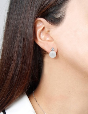 Broqueles redondos Valessa de oro con acabado lustre diamante
