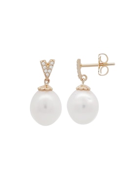 Aretes ovalados Valessa de oro con acabado lustre diamante