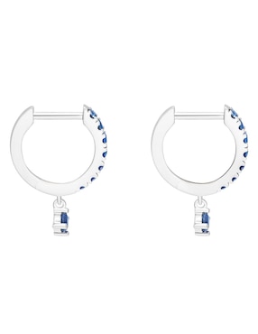 Aretes de aro Riccardo Orsato de oro blanco 14 K con acabado pavé zafiro
