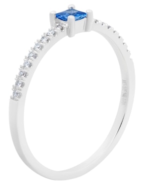 Anillo cuadrado Riccardo Orsato 14 k de oro blanco zafiro pavé