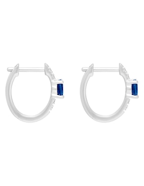 Aretes de aro circulares Riccardo Orsato de oro blanco 14 K con acabado pavé zafiro