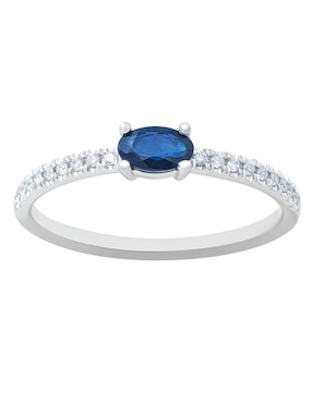 Anillo ovalado Riccardo Orsato 14 k de oro blanco zafiro pavé