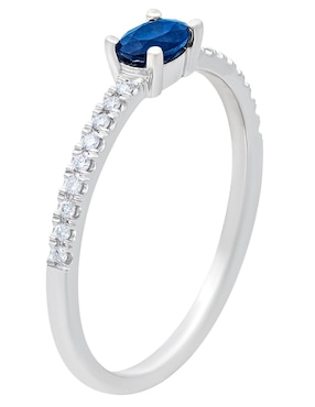Anillo ovalado Riccardo Orsato 14 k de oro blanco zafiro pavé