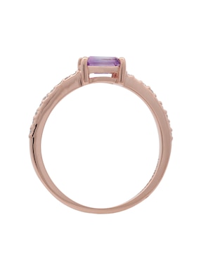 Anillo rectangular Valessa 14 k de oro diamante brillante