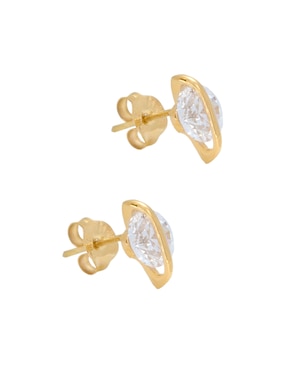Broqueles de planeta Roca de oro con acabado brillante zirconia