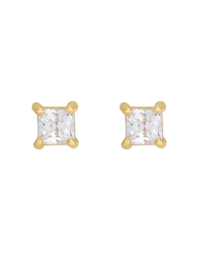 Broqueles cuadrados Roca Princess de oro con acabado brillante zirconia