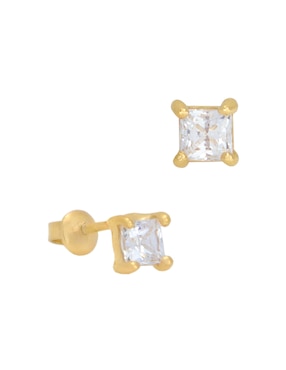Broqueles cuadrados Roca Princess de oro con acabado brillante zirconia