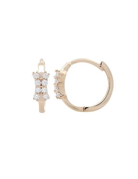 Aretes circulares Valessa de oro con acabado espejo diamante