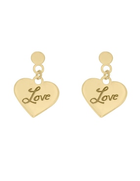 Aretes Cortos De Corazón Fianelli Love De Oro 14 K