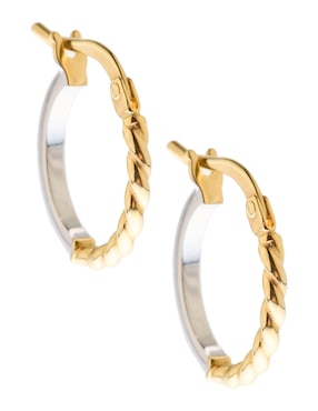 Aretes huggies redondos Del Pia de oro 14 K con acabado pulido