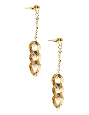 Aretes largos Lusso de oro 14 K con acabado brillante