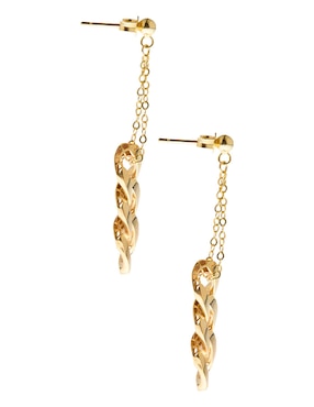 Aretes largos Lusso de oro 14 K con acabado brillante
