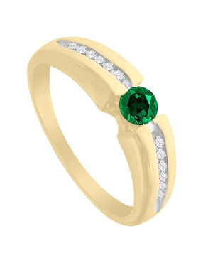 Anillo Fascinare Andromeda 14 k de oro amarillo esmeralda y diamante brillante