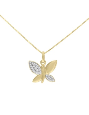 Colgante Y Dije De Mariposa Fianelli Vlinder De Oro Amarillo 14 K Diamante