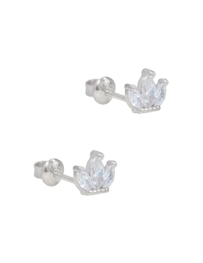 Broqueles de corona Roca de oro blanco con acabado brillante zirconia