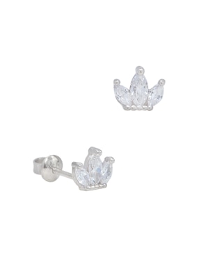 Broqueles de corona Roca de oro blanco con acabado brillante zirconia