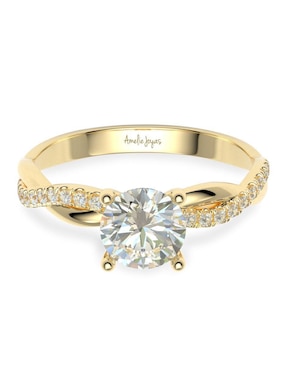 Anillo De Compromiso De Oro 14 K Amelie Joyas Zirconia