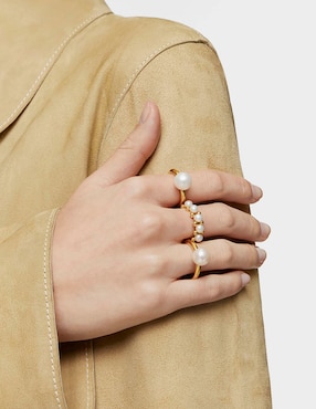 Anillo Tous Gloss de plata P 925 perla con acabado baño de oro