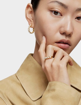 Anillo Tous Gloss de plata P 925 perla con acabado baño de oro