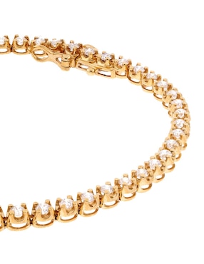 Brazalete Ayla de oro 14 K con acabado pavé