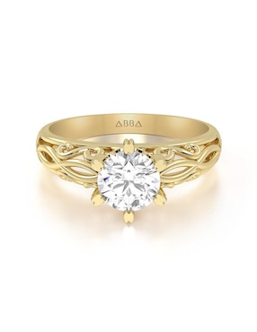 Anillo Abba Joyas 10 K De Oro Zirconia