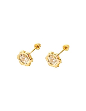 Broqueles de flor Mancini de oro con acabado brillante zirconia