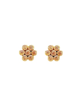 Broqueles de flor Mancini de oro con acabado brillante zirconia