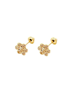 Broqueles de flor Mancini de oro con acabado brillante zirconia