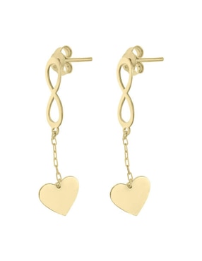 Aretes de corazón Fianelli Aishar de oro con acabado brillante