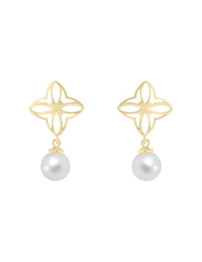 Aretes de rombo Fianelli Nadin de oro con acabado brillante perla