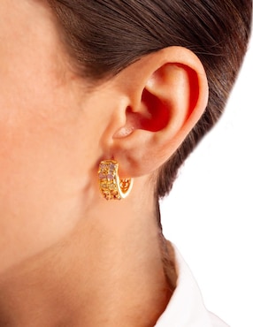 Aretes circulares Unlimited By Ob con acabado chapa de oro zirconia