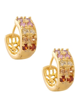 Aretes circulares Unlimited By Ob con acabado chapa de oro zirconia