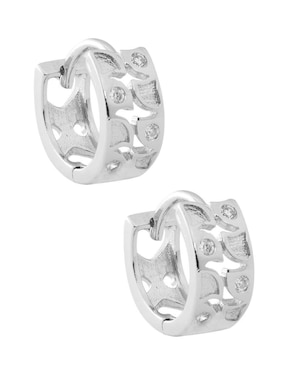 Aretes redondos Unlimited By Ob con acabado plateado zirconia
