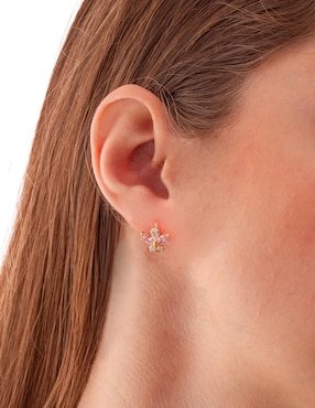 Aretes de mariposa Unlimited By Ob con acabado chapa de oro zirconia