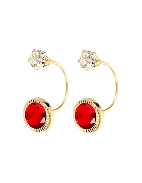 Aretes redondos Mancini de oro con acabado diamantado zirconia