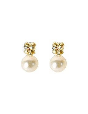 Broqueles redondos Mancini de oro con acabado liso zirconia